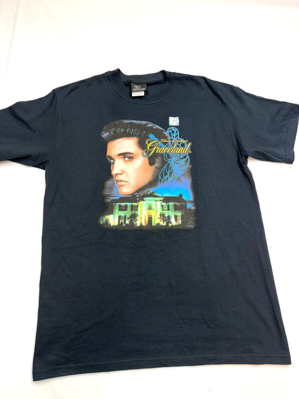 ELVIS PRESLEY New Direct From Graceland Y2K 2000 Black Graphic Tshirt W20